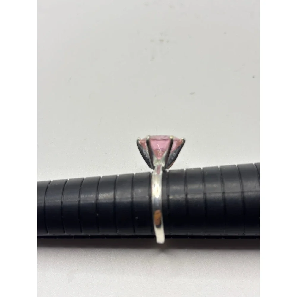 Unbranded Solitaire Ring Womens Size 9 Silver Pink Round Cut Cubic Zirconia 925